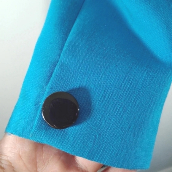 Vintage Sasson Blazer Jacket Aqua Blue Paris New York City Turquoise 80s - Picture 5 of 16